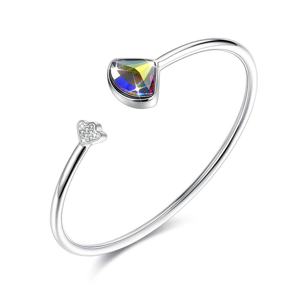 

AIKS Brand Jewelry Popular Bangles for Women Platinum Silver 925 Bangles Shell Fan Shape Crystal Casual Women s