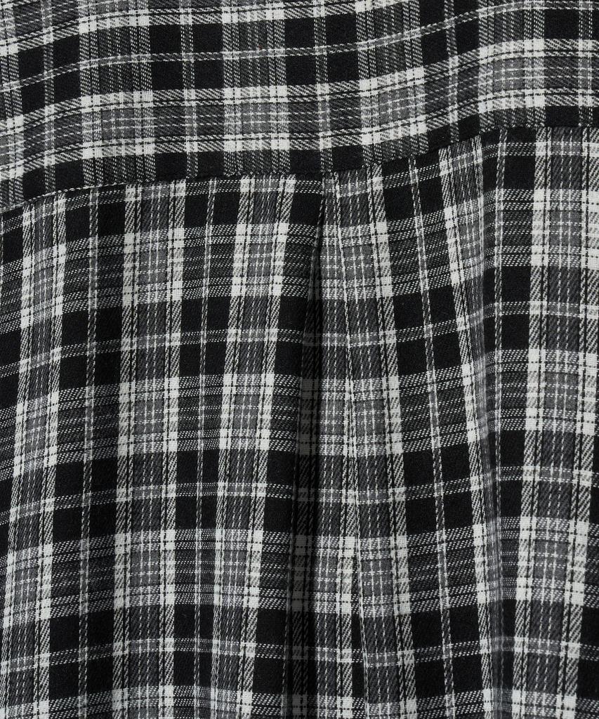 STANDARDERROR 87-Stan130 Nerd Mood Oversized Pocket Long Sleeve Check Shirt Black