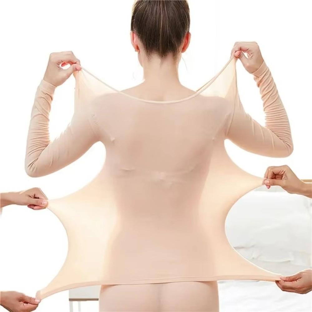 2Pcs Long Sleeve Intimate Pajamas Ultra-Thin Women Base Layer Warm Top & Bottom Set  Winter