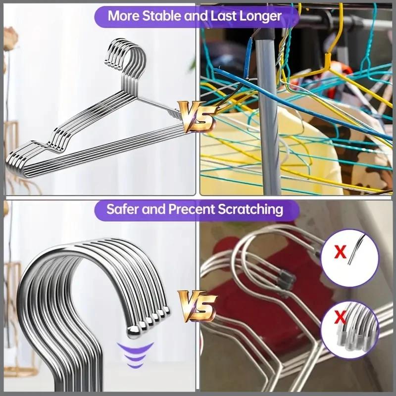 10/20/30pcs Metal Clothes Hangers With Shoulder Grooves, Non-slip Clothes Drying Rack, Heavy Duty Coat Hangers For Closet,