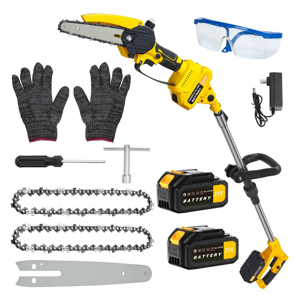 Fierăstrău cu coadă și mini fierăstrău electric fără fir 2 în 1, Fierăstrău electric fără perii de 6 inci cu 2 baterii de 1,5 Ah, Fierăstrău cu coadă pentru tăierea copacilor