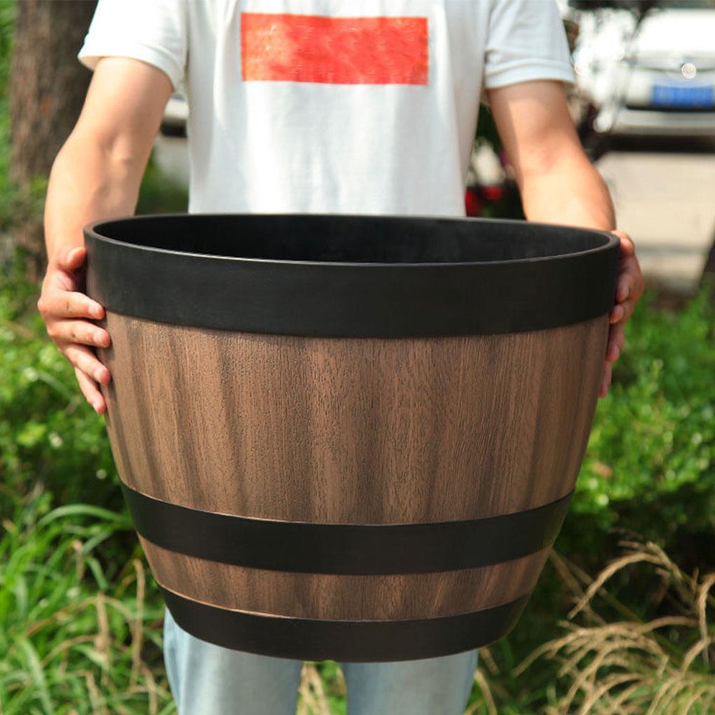 Imitation Barrels Flowerpot Household Yard Decoration Gardening Accessory Indoor Plant Pot Planter Round Bucket