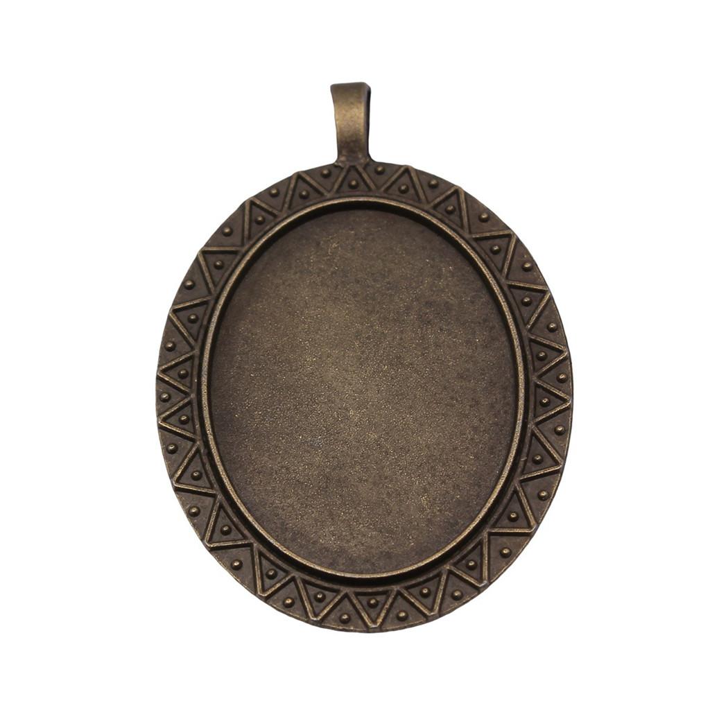 Antique Ornate Oval Bezel Pendant Base For Jewelry Making Fit 30x40mm Blank Tray