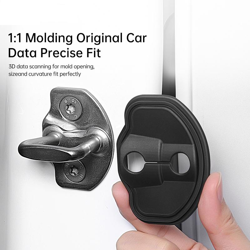 YZ 4Pcs Car Silicone Door Lock Cover Protective Stickers Car Door Lock Damper For Tesla Model 3 Y YL Highland Juniper Accessorie