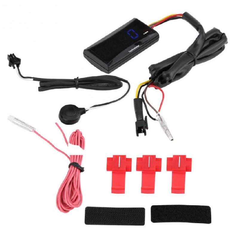 Motorcycles Mini Red Lcd Tachometer Gauge Tach Hour Meter 0~20000 Rpm Universal