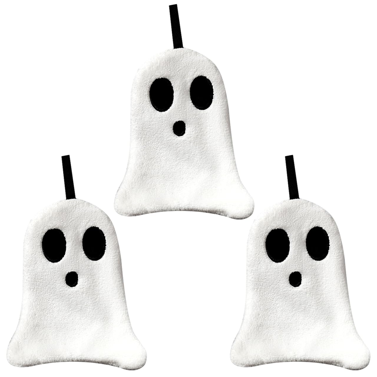 

[Queen-b] Ghost Hand Towels, Set of 3, Hanging Hand Towels, Cute Ghost Designs, Kitchen, Bathroom, Microfiber, Soft, Thick Fabric, Absorbent, Quick-Dr