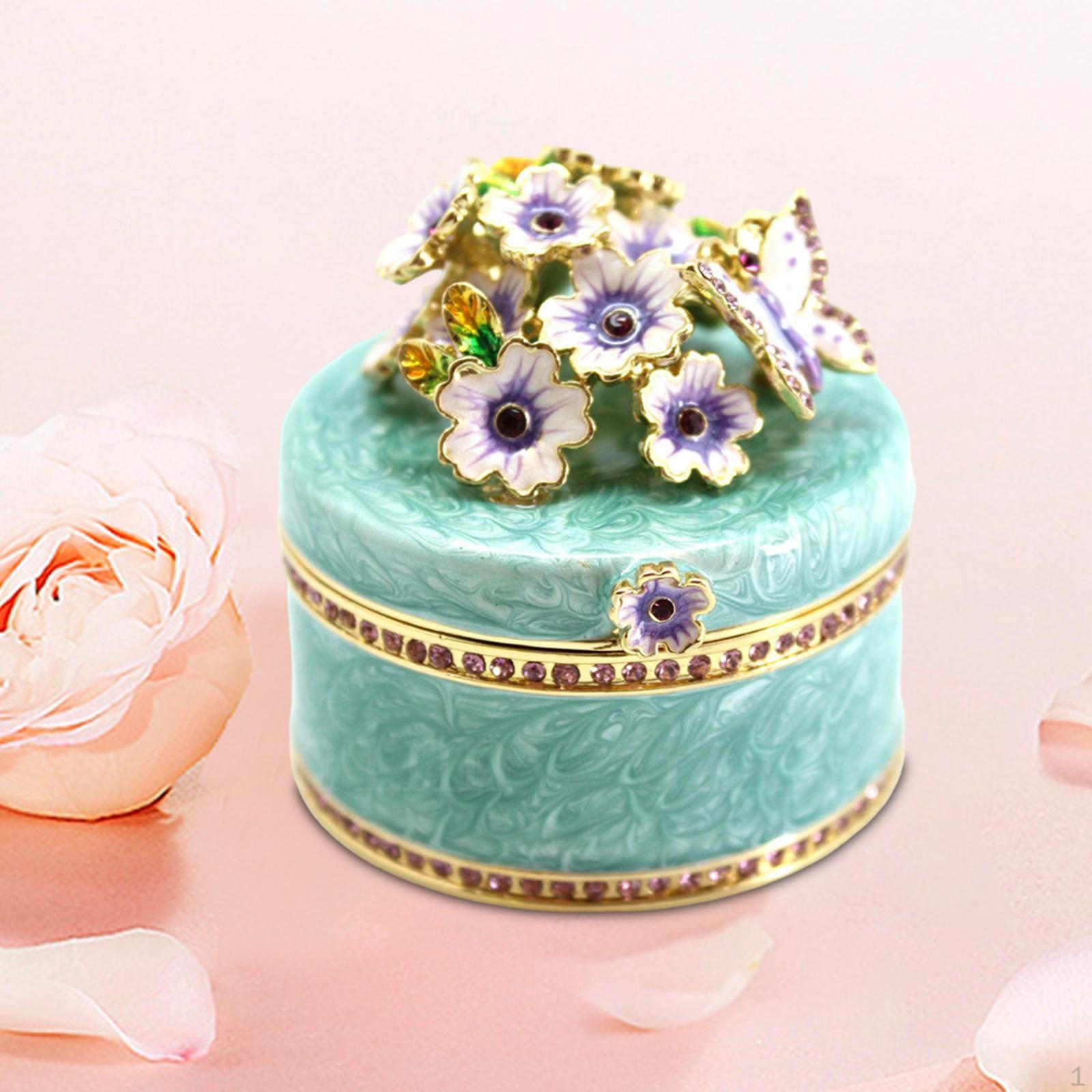 

Мини-шкатулка для украшений Декоративные цветы Памятный футляр для браслетов и колец, расписанный вручную