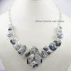 Handmade Dendritic Opal Cluster Necklace, 925 Sterling Silver, Gemstone Jewelry