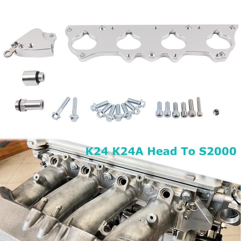 Intake Manifold Adapter For K24 K24A Style Head To S2000 Silver Anodized