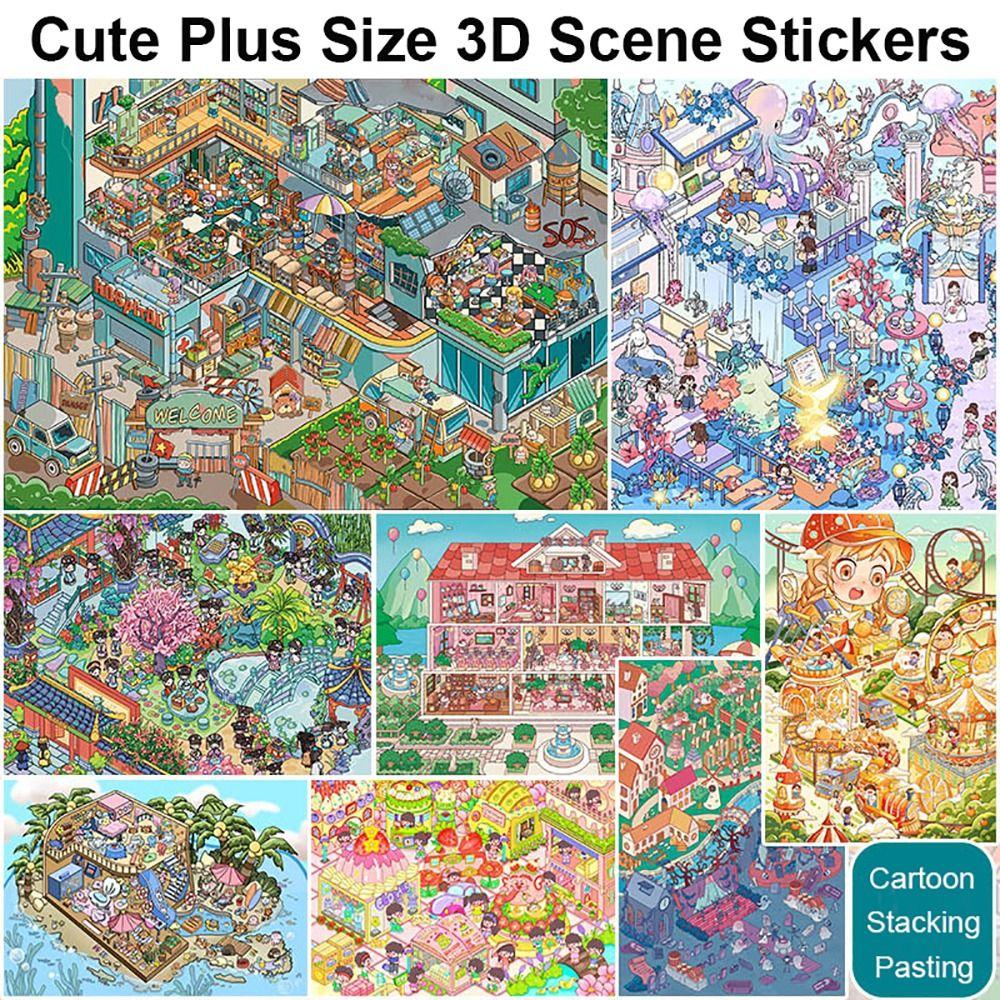 Cartoon Landscape Making Sticker Plus Size Decorative Game Stickers  For Kids Adults