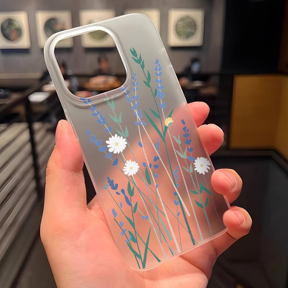 Mobile Phone Cases for iPhone 11 13 15 Pro Max 12 14 Pro Max Case iPhone 16 15 Plus 13 Pro 12 Frosted Texture Painted Cartoon Flowers