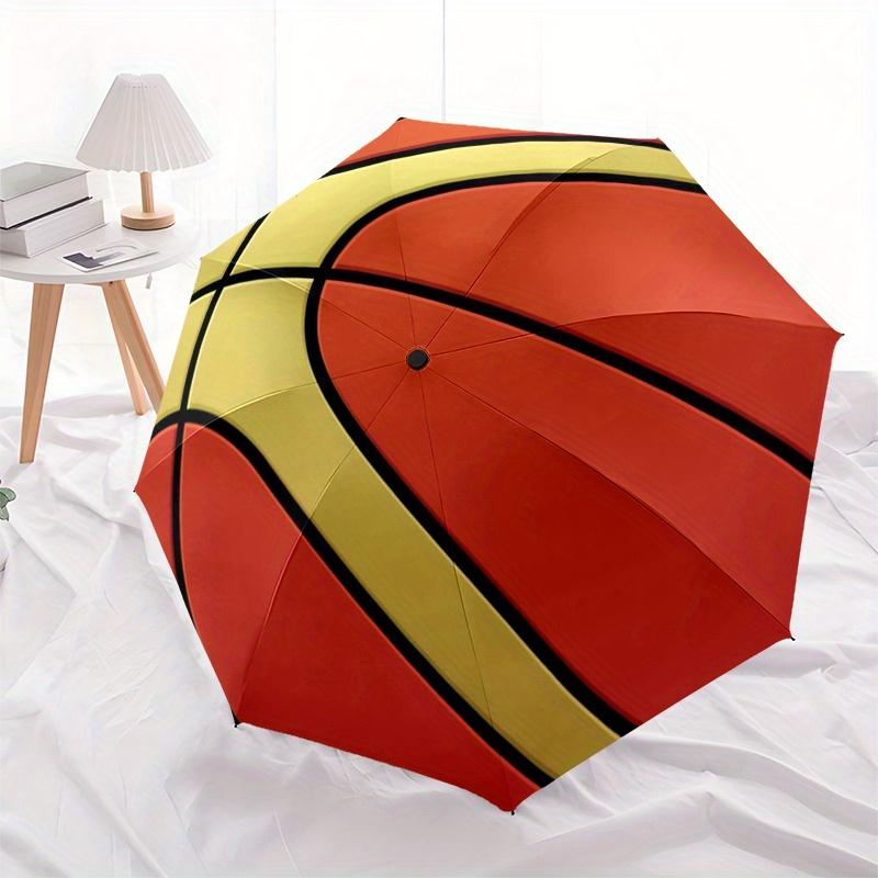 Lebendiges Basketball-Design WandaufkleberRegenschirm, Tragbarer 3-fach Regenschirm für Damen & Herren, Weihnachtsgeschenk ES244