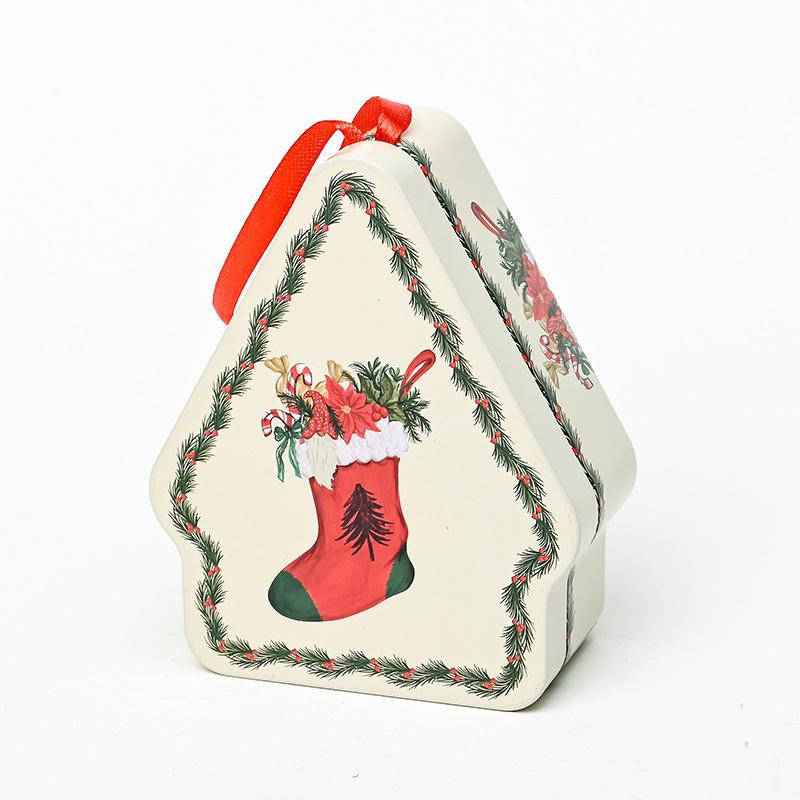 Christmas House Shape Xmas Atmosphere Christmas Decorations Chocolate Jar With Lanyard Cute Candy Box Kids 10.5x8.5x4cm