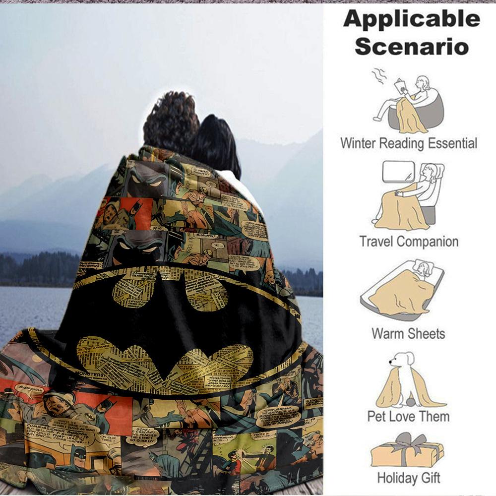 1pc Batman Flannel Throw Blanket - HD Printed Lightweight Soft Warm All-Season Blanket for Sofa, Bed, Travel, Camping186