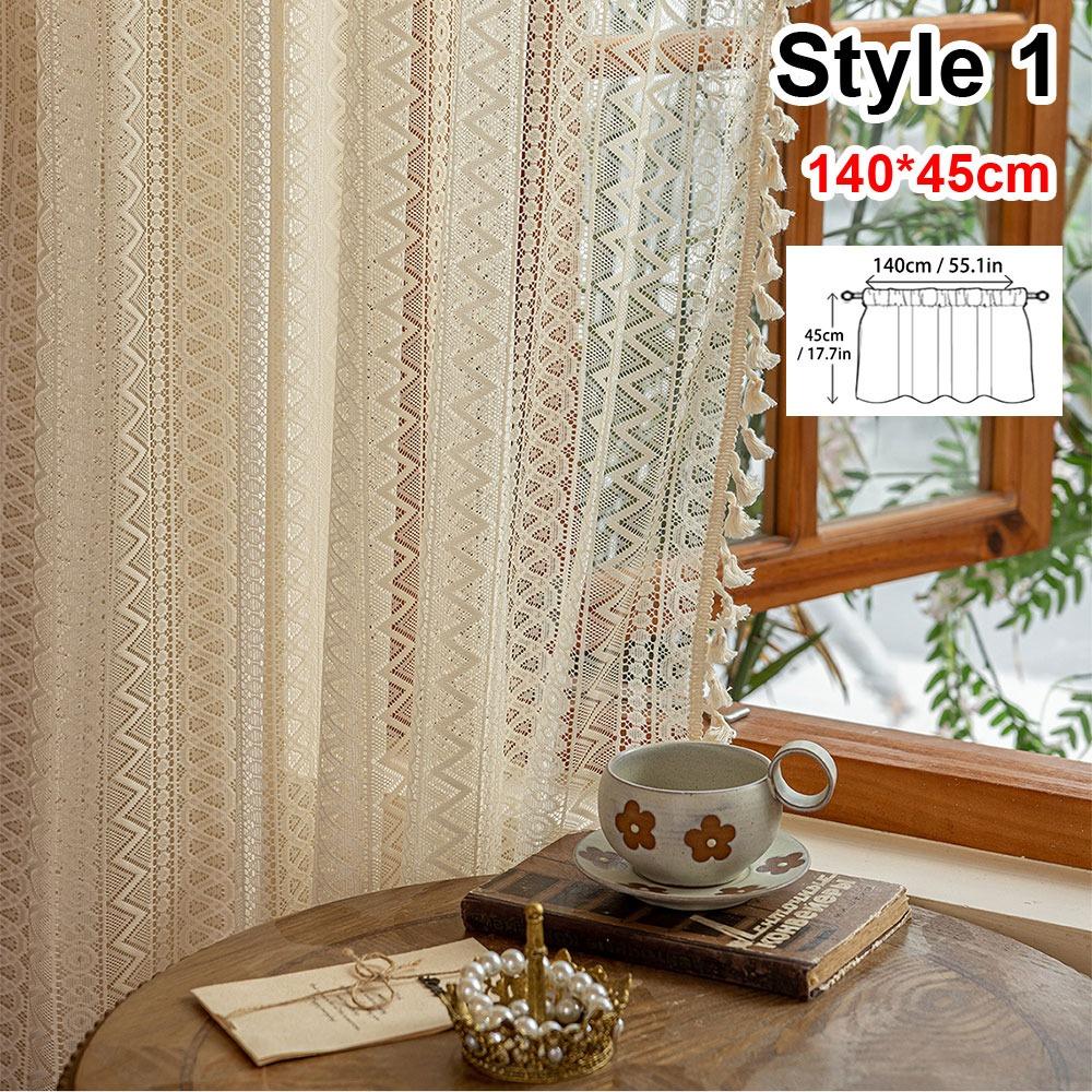 

1 шт. 140x160 см Вуаль Тюль Занавеска Ажурная Вышивка Оконная Драпировка Шторы Новая Бежевая Прозрачная Занавеска Style 1 140x45cm