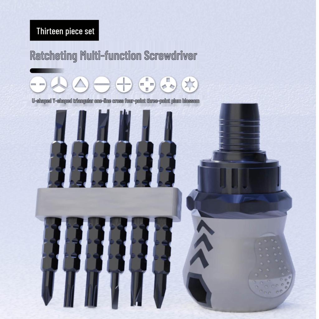 Dual-Use Ratchet Screwdriver Set: Phillips, Slotted, Y-Type, U-Type, Telescopic & Odd-Shaped Heads with Rack