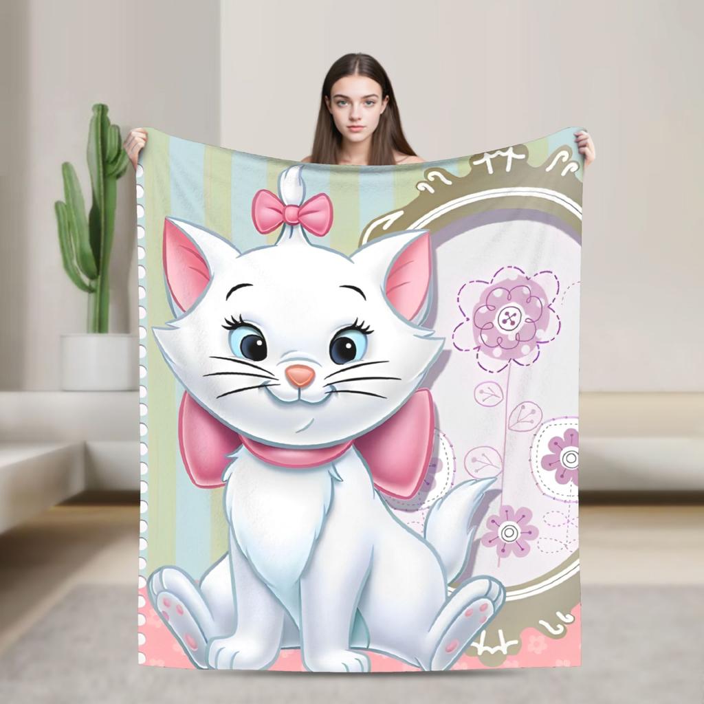 Marie Cat Cartoon  Warm Soft Blanket  Camping Plush Throw Blanket Fashion Home Decor Flannel Bedspread Sofa Bed Cover