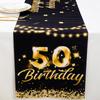 Černé zlato narozeninový stolní běžec Šťastný 30 40 50letý narozeninový večírek Dekorace pro dospělé 30. 40. 50. narozeninové párty potřeby