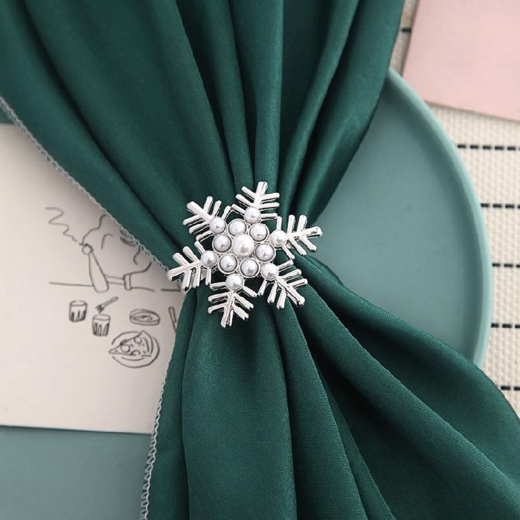6pcs Christmas Napkin Rings Set Snowflake Napkins Buckles Banquet Accessories