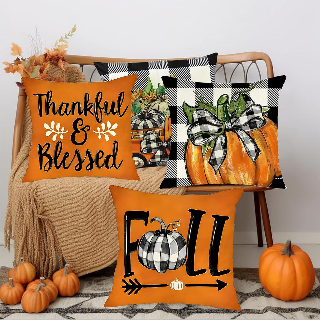 Autumn Maple Leaf Pillow Case Fall Maple Leaf Pumpkin Pillow Case Cover Thanksgiving Day Decoration Pillowcase Autumn Pillow