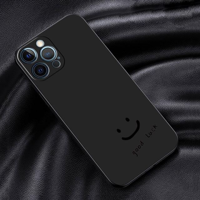 Case For Apple iPhone 14 13 11 12 Pro 7 XR X XS Max 8 Plus 6 6S SE 2022 13Pro Black Soft Phone Funda Smiley Face Stripes