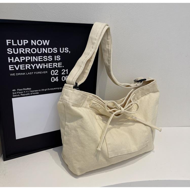 2025 Spring New Tote Bag Simple Retro Casual Large-capacity Class Commuter Tooling Canvas Oblique Span Bag