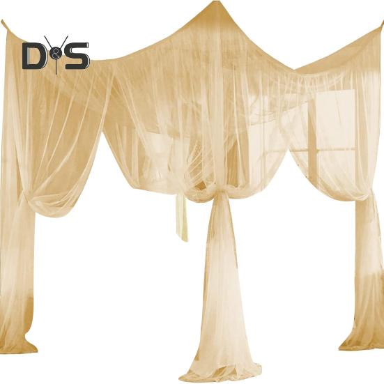 Plasă de țânțari pat dublu Baldachin cu plasă fină Respirabil 4 colțuri Cort de pat de vară pentru uz interior exterior Familie Cămin