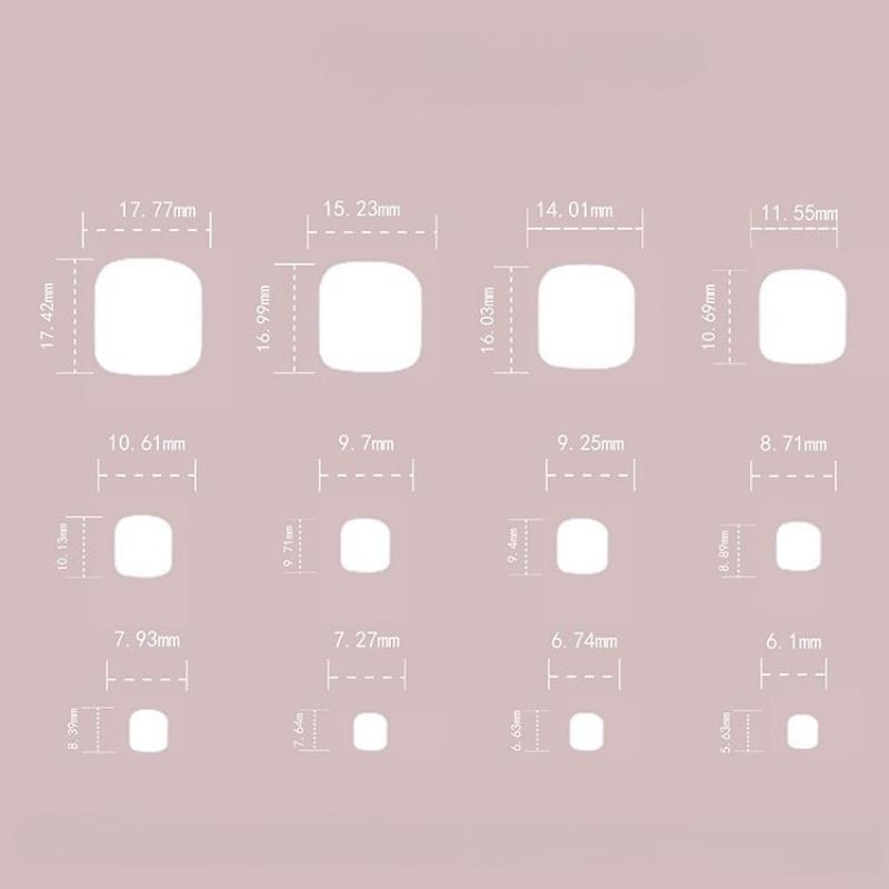 Summer French Gradient False Toe Nails Wearable Short Square Foot Nails Set Press On Nail Tips Rainbow Fake Toenails Full Cover