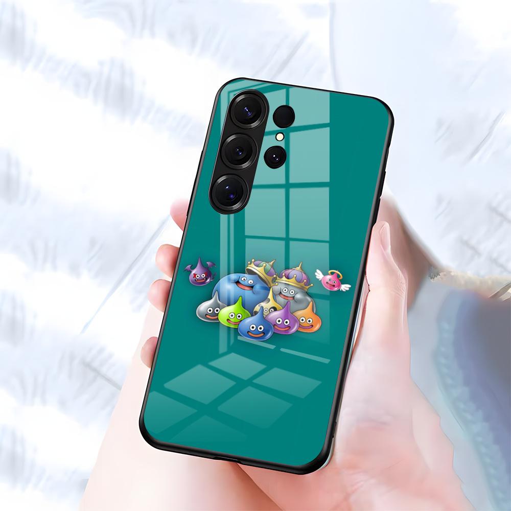 D-dragon Q-Quest Slime Phone Case For Samsung S26 S25 S24 FE S23 S22 S21 Plus S20 Ultra Note20Ultra Black Glass Cover