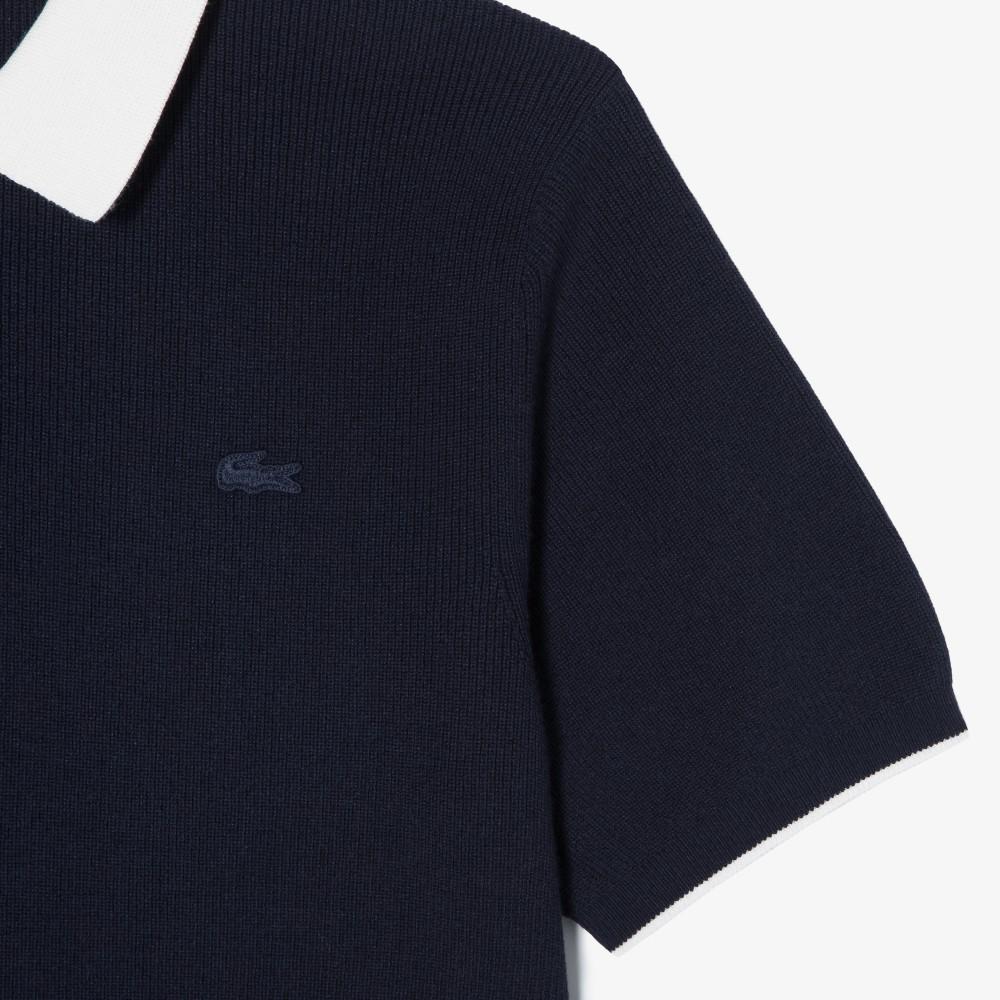[lacoste] Men's Ribbed Collar Twisted Yarn Short Sleeve Sweater Polo Shirt PH943E-56G166