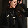 One And Two Autumn And Winter Sweater Chains Are Bow Tassel Long Necklace Temperament Brooch.