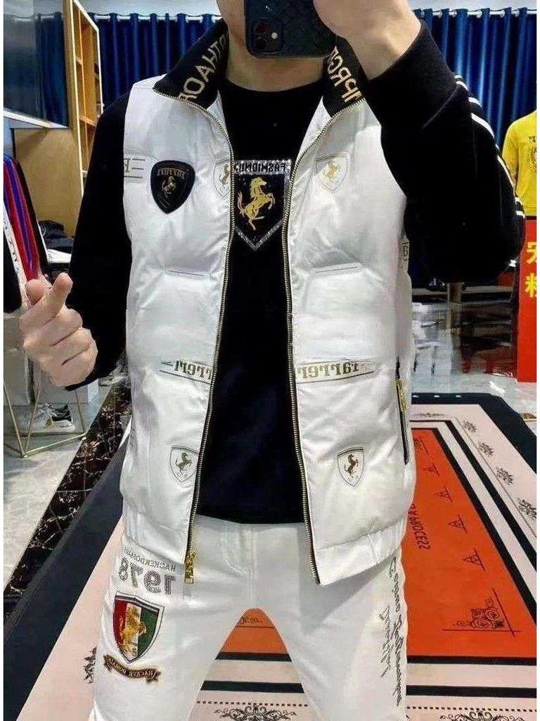 European Trendy Men's High-End White Duck Down Vest - Fashionable, Versatile, and Warm Jacket