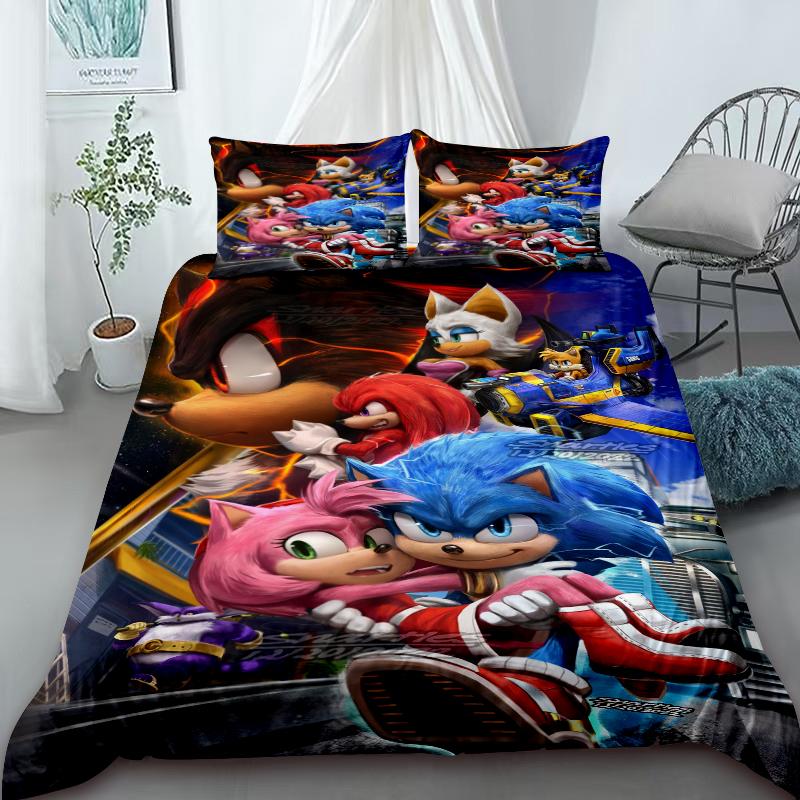 Sonic Duvet Cover for Kids Cool Bedding Set, Duvet Cover for Bedroom Decor Twin, Double, Queen,Soft and Comfortable and King