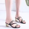 Luxury Designer Shoes New Women's Sandals Heeled Sandals Female High Heels Rhinestones Luxury Party Shoes Slip on Women Slippers