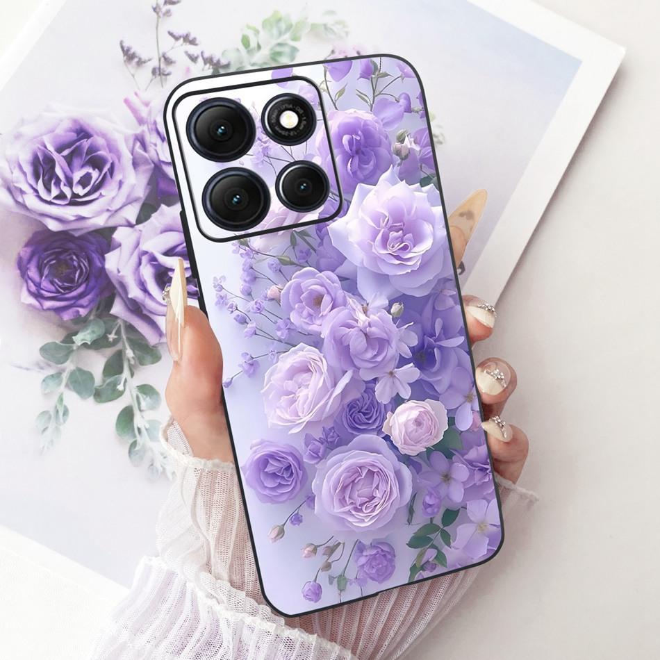 Für Motorola Moto G86 Power Niedliche Blume Schmetterling Katze Bemalte Hülle Für Moto G86 G86Power Schwarzes Silikon Weiche Handyhüllen