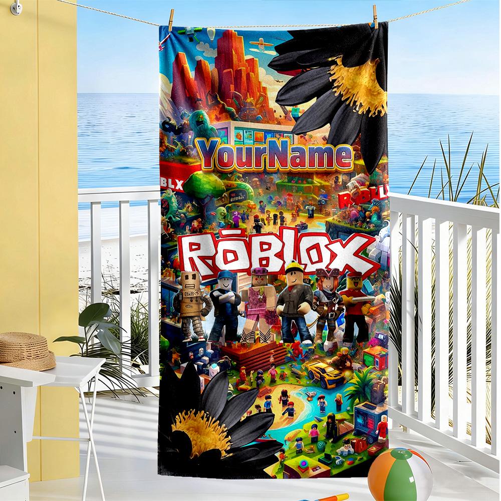 Roblox Personalized Text Beach Towel Super Soft Microfiber Quickdry Fabric Ideal for Travel Outdoor Swim Pool Yoga Surf Camping Hiking Gym Gift Holida
