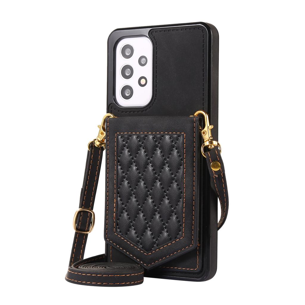 RFID Crossbody Mirror Lanyard Wallet Cards Holder Leather Case for Samsung S22 Ultra S21 Plus S23 S20fe A53 A13 A52S Stand Cover