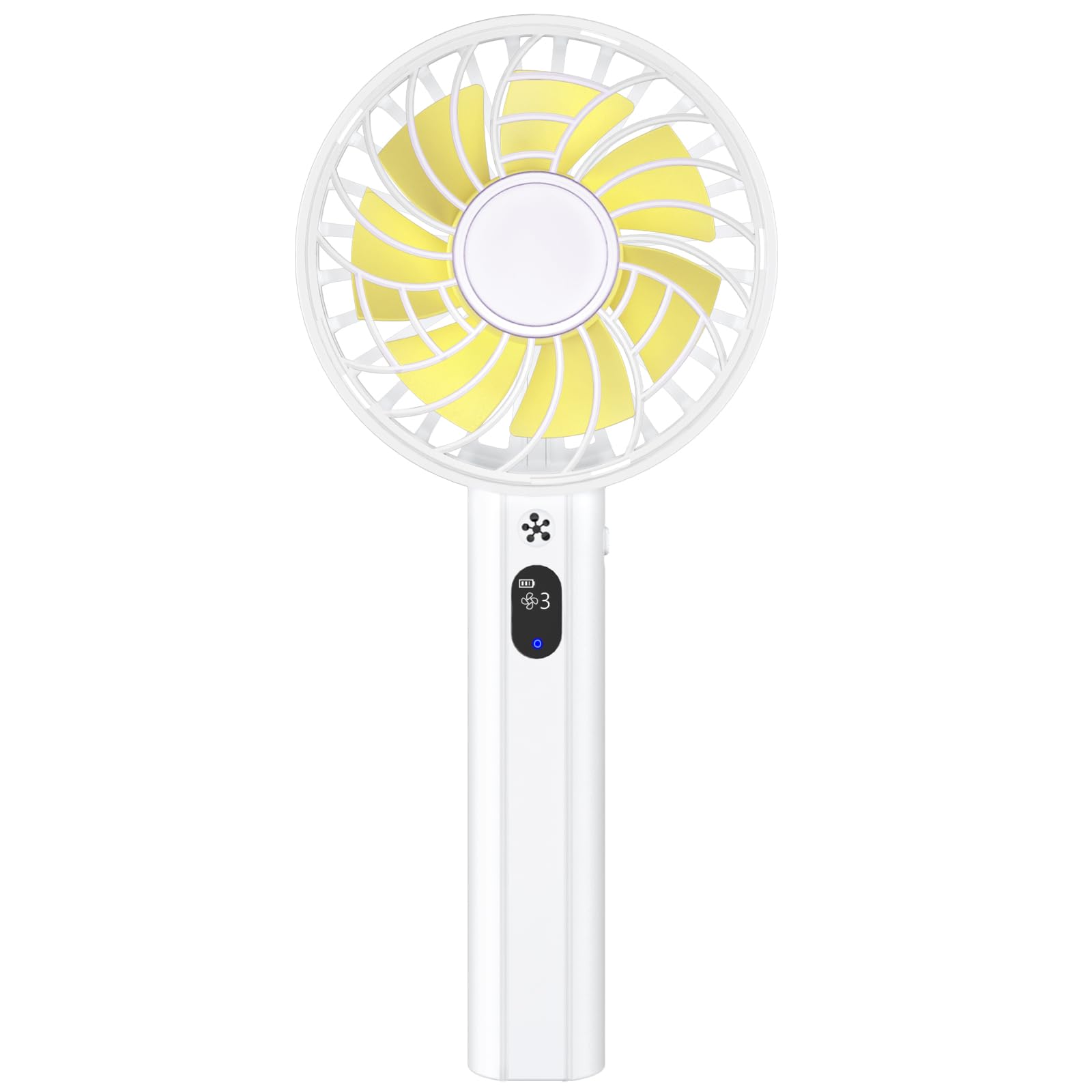 

New Powerful USB Portable Fan with Battery Level 3 Speed LED Display for Battery Level and 7 Negative for and Outdoor Heat Relief [2025 Edition] білий