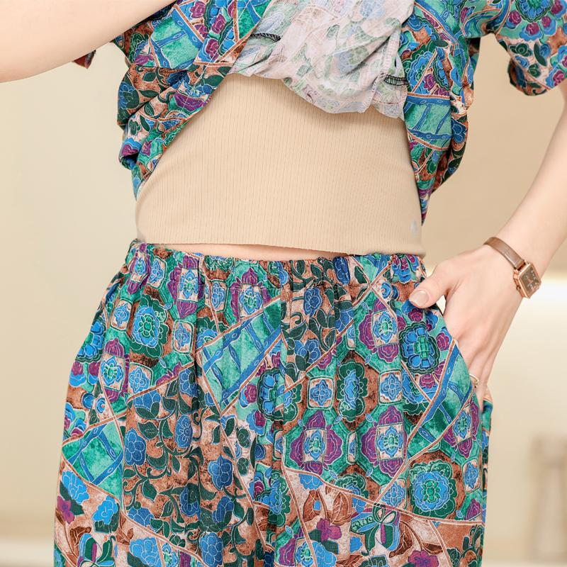 Women's Plus Size Printed 2-Piece Set – Casual Short Sleeve Summer Outfit (XL-5XL)