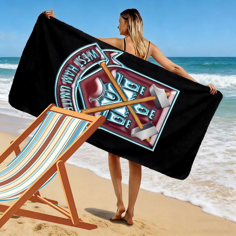 West Ham Logo Aufdruck Strandtuch, Großes Weiches Schnelltrocknendes Handtuch für Strand Camping Schwimmen