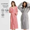 Pineapple Grid Quick-drying Coral Fleece Hooded Bathrobe – Skin-friendly, Warm, and Wearable for Winter Home Use.