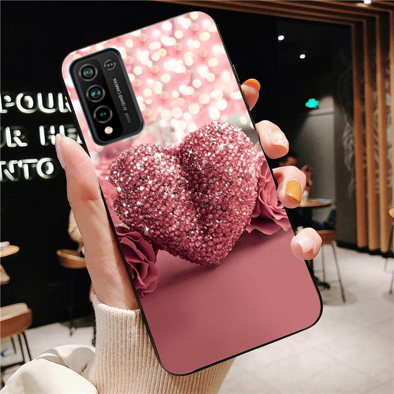 Rose Gold Diamond Love Heart Phone Case for Huawei Honor 50 10X Lite 20 7A 7C 8X 9X Pro 9A 8A 8S 9S 10i 20S 20lite 7X 10 Lite