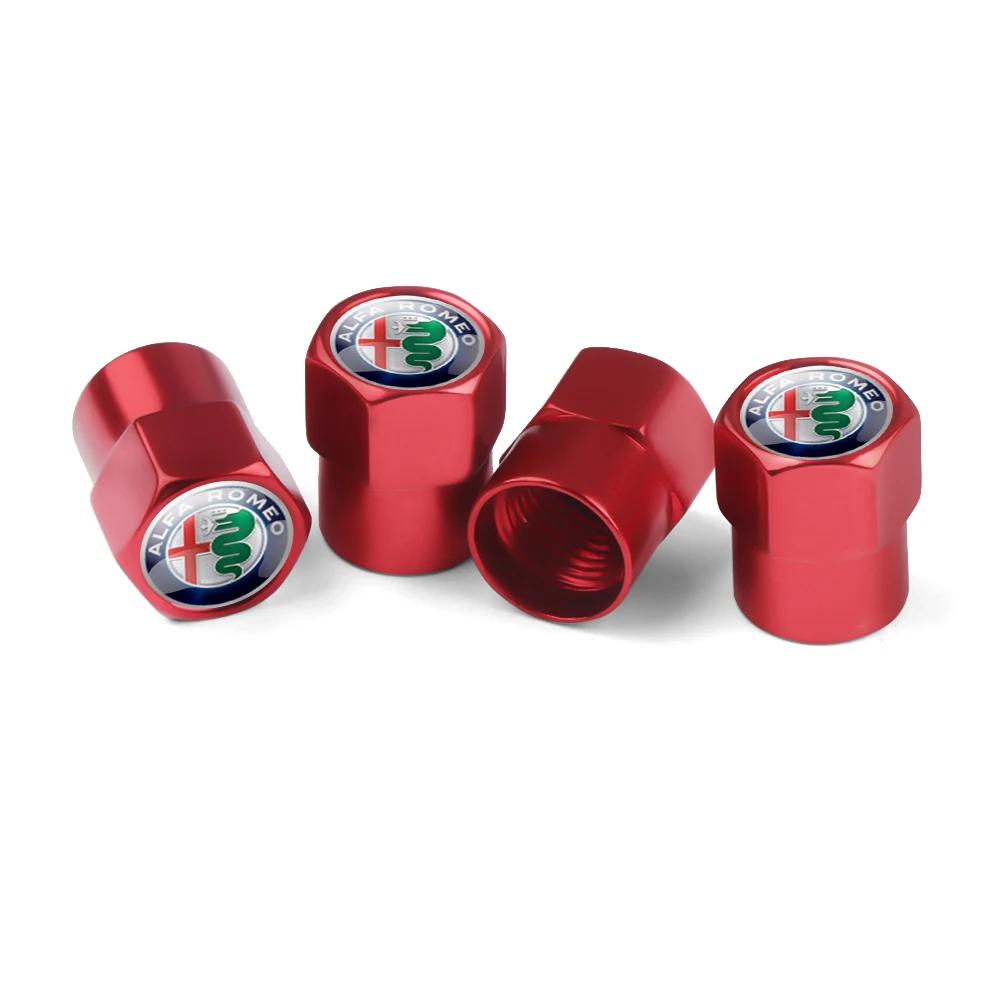 Autoaufkleber Für Alfa Romeo 4 STÜCK Aluminium Auto Plakette Rad Reifen Luftventilkappen Schaftabdeckung Für Alfa Romeo Sportiva Stelvio Giuli