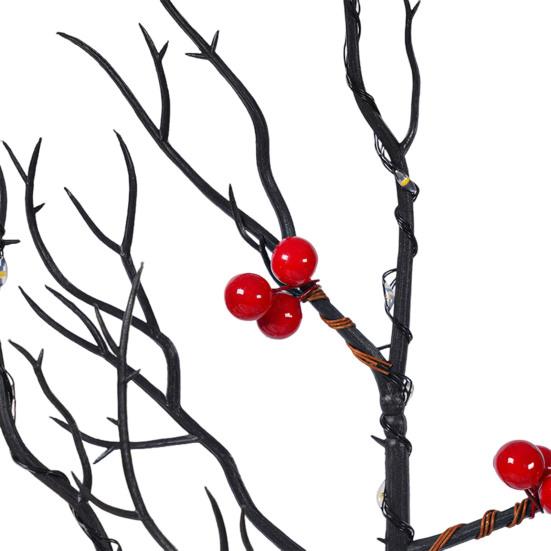 LED Vintage Glowing Tree with Cardinals Twinkle Trees Lamp Lifelike Berry Branch Lights Festive Holiday Party Decorations