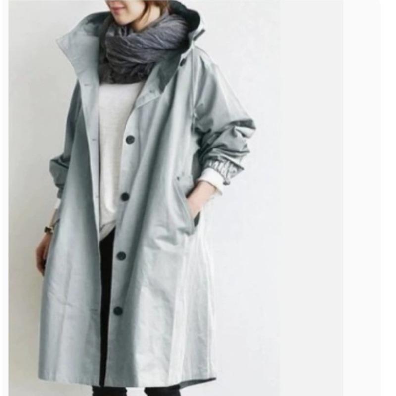 Women's Fashion Casual Solid Color Print Autumn Winter Long Sleeve Hooded Jackets & Coats