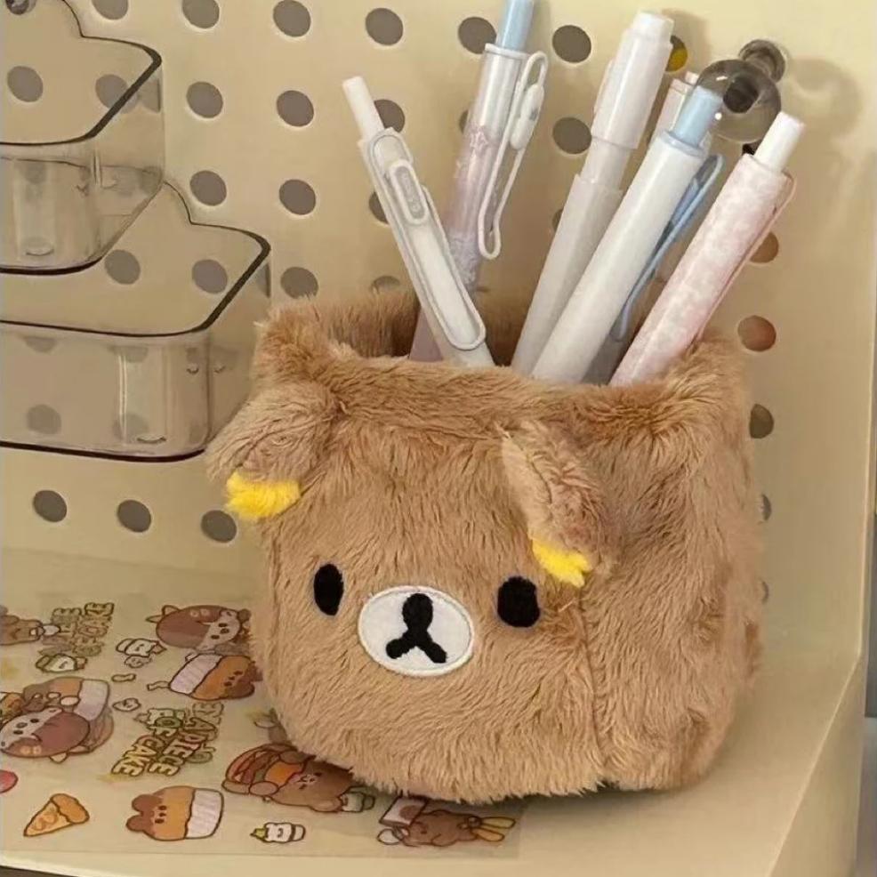 Plushes Pencil Holder Cosmetics Pen Container Kawaii Desk Accessories Office Organizer Kid Stationery Storage Box Gift