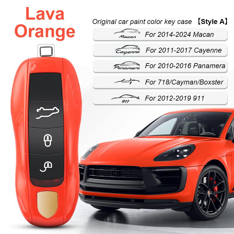 AABKR1 For Porsche Cayenne Mancan Panamera 911 718 Boxster Cayman Taycan 2010-2024 Car Key Paint Case Bordeaux Red Shell Replacement