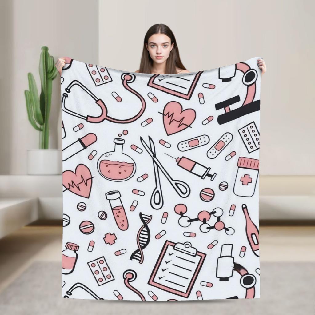 Super Warm Blanket Travel Office Medical Nurse Doctor Throw Blanket Flannel Bedspread For Bedroom Novelty Sofa Bed Cover