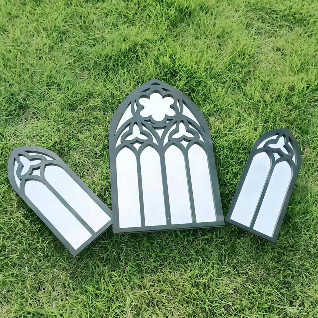 3 Pezzi Specchi Gotici Decorazione Murale Artistica ad Arco Decorativa Vintage Rustico Piccolo