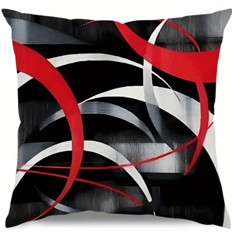 Federa per Cuscino a Strisce Geometriche Astratte Rosso Bianco Nero Federa Decorativa per Cuscino Decorazioni Moderne Artistiche per la Casa Divano Letto Stanza